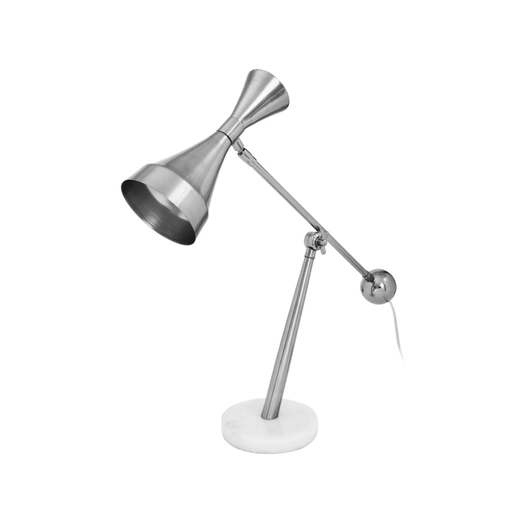 Lampada da tavolo Cosima in metallo e marmo bianco