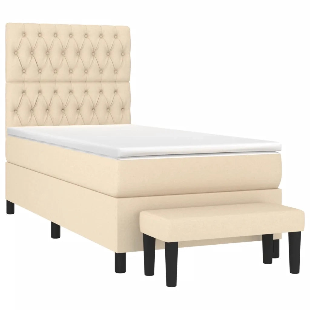 Giroletto a Molle con Materasso Crema 90x190 cm in Tessuto