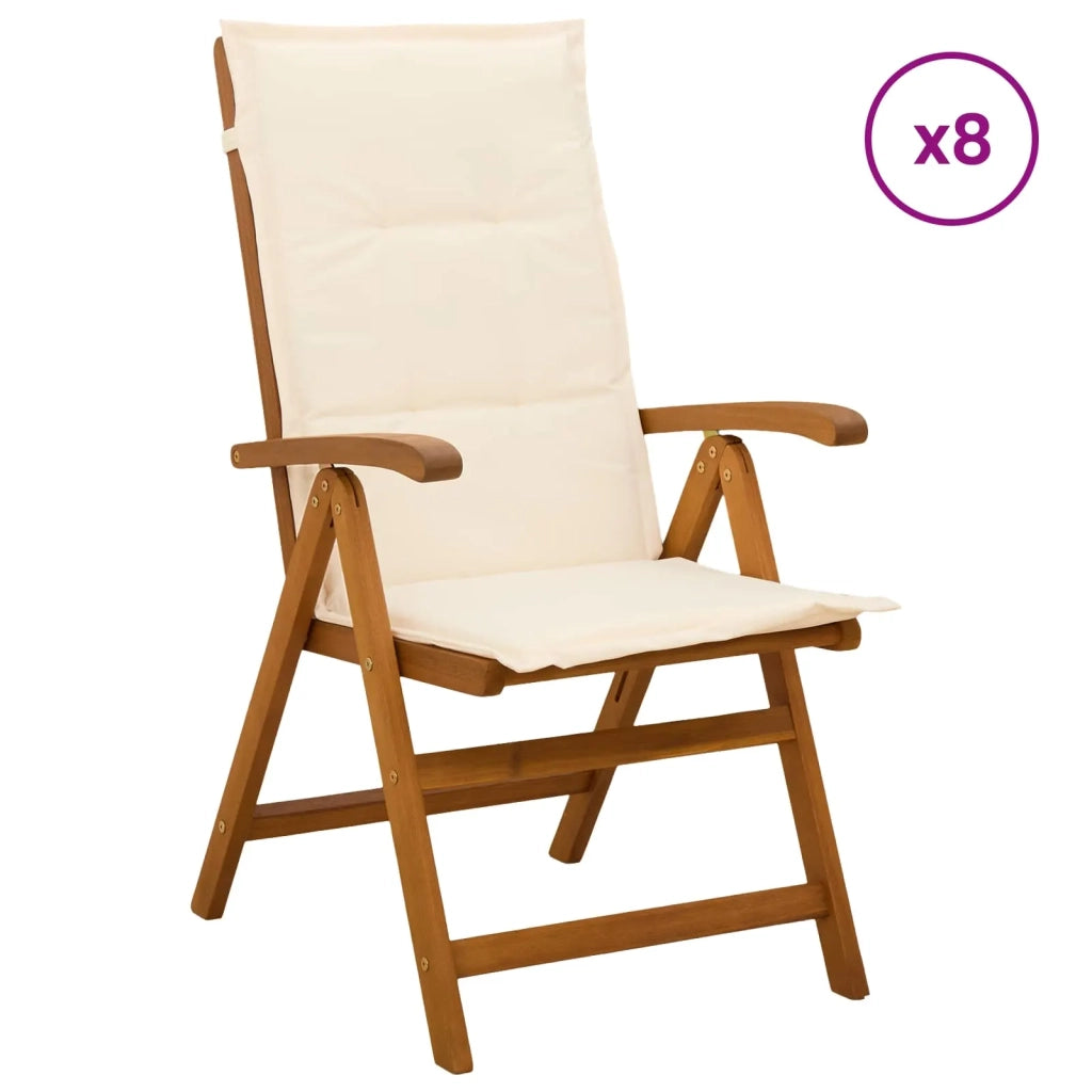 Sedie da giardino reclinabili 8 pz Naturale 3434476
