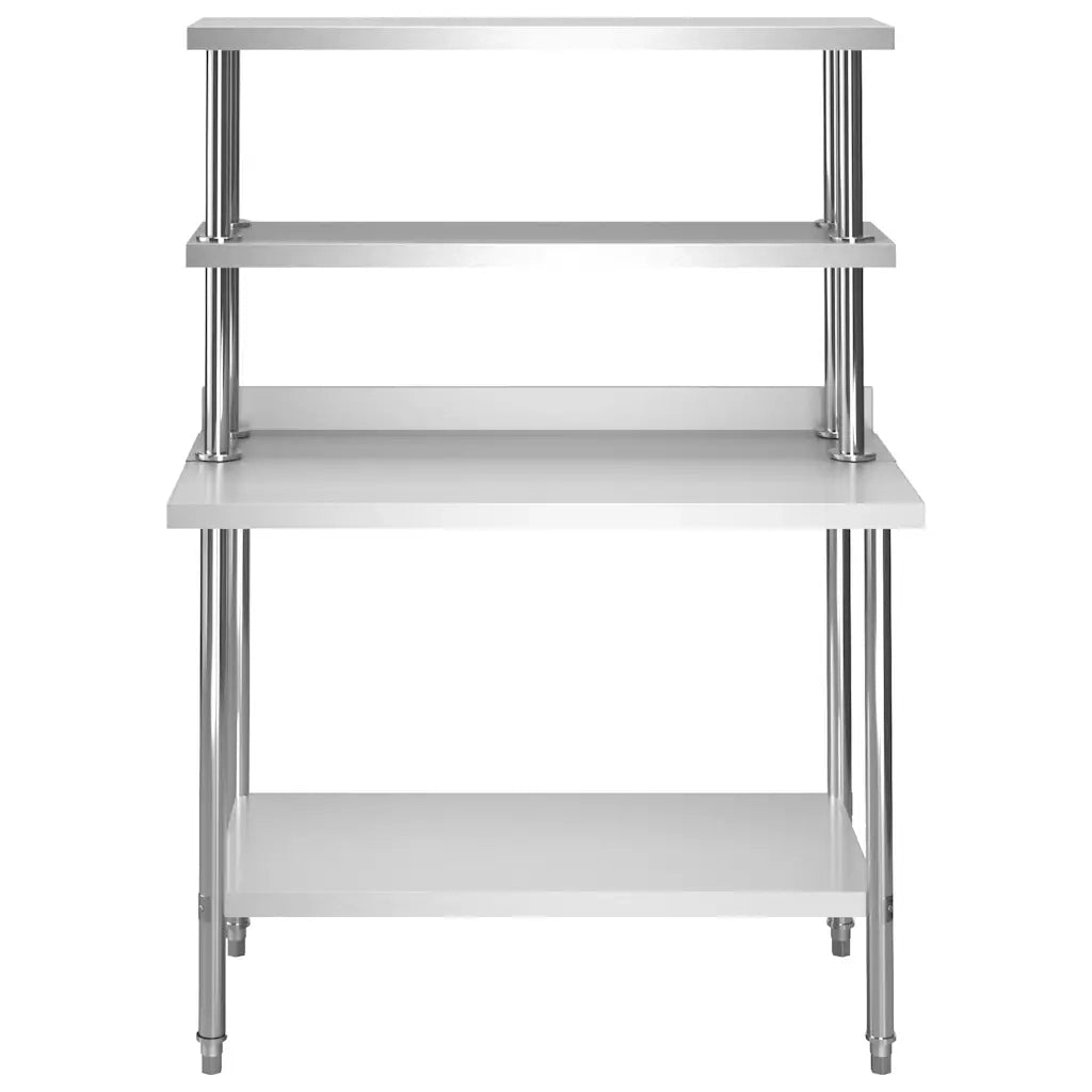 Tavolo Lavoro Cucina con Mensola 120x60x150 cm in Acciaio Inox CFW5482122