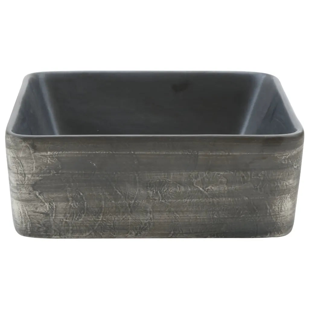 Lavabo Appoggio Nero Marrone Rettangolare 46x35,5x13cm Ceramica 155076