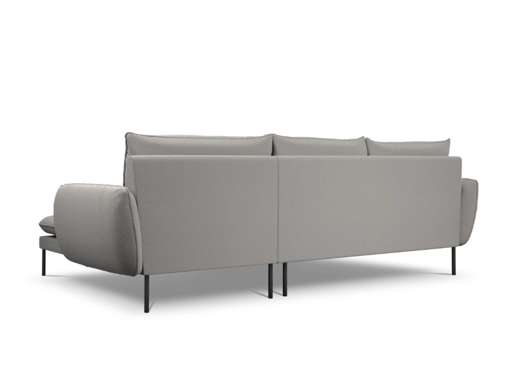 Cosmopolitan Design - Divano angolare destro "Vienna" 5 posti in bouclé grigio 