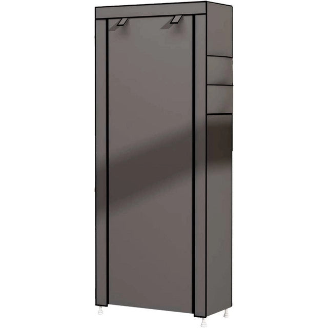 Armadio Scarpiera in tessuto con anta con cerniera 160x60x30 cm (Grigio)