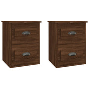 Set di 2 Comodini | Armadio da Notte | Mobiletto da notte a Parete Rovere Marrone 41,5x36x53 cm