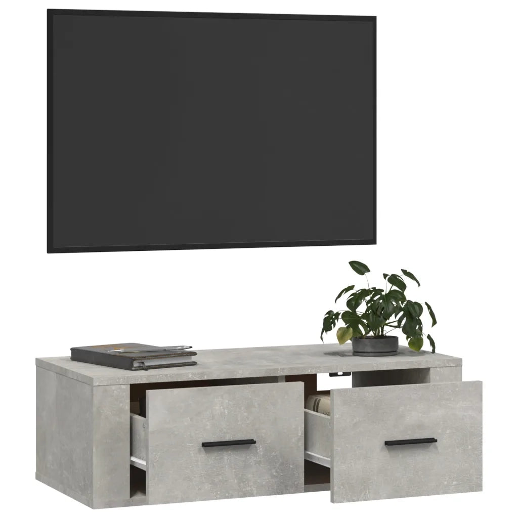 Mobile TV Pensile Grigio Cemento 80x36x25 cm Legno Multistrato 816836