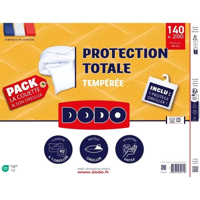 Pacchetto di protezione: piumone 200x200 cm + federa + 1 protezione per cuscini - Made in Francia