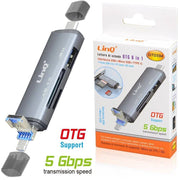 Trade Shop - Lettore Schede Memory Card Otg 6in1 Usb Microusb Type-c Usb3.0 Tf Sd Card Otg594 -
