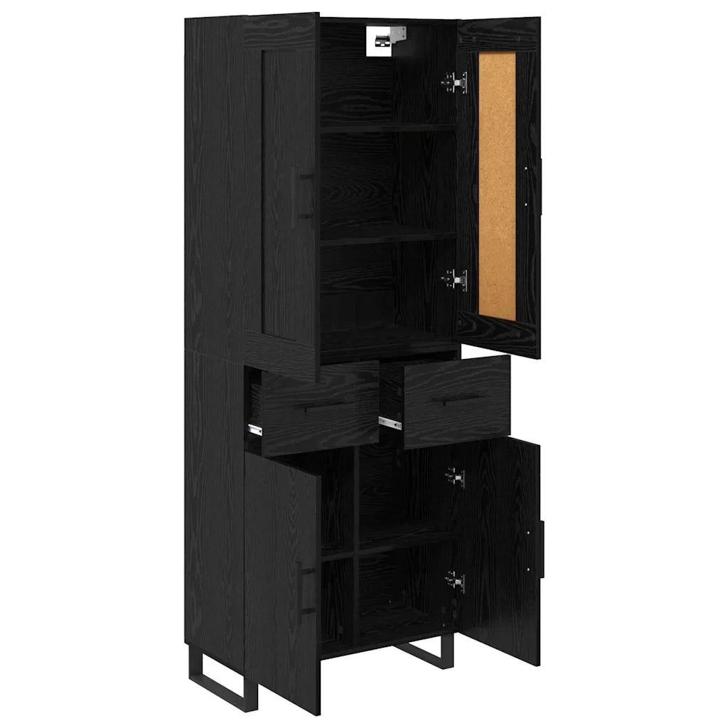 Credenza Rovere Nero 69,5 x 34 x 180 cm Legno multistrato