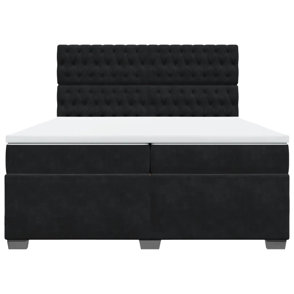 Giroletto a Molle con Materasso Nero 200x200 cm in Velluto 3291010