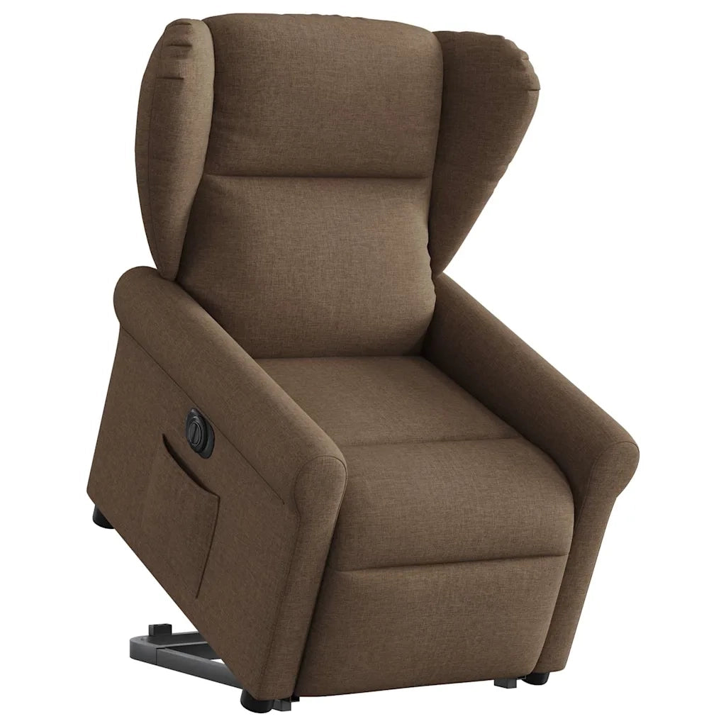 Poltrona Alzapersona Reclinabile Elettrica Marrone Tessuto 3303398