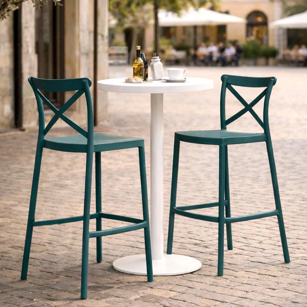 Sgabelli da bar set da 2 verde petrolio sprint plastica h 75 cm