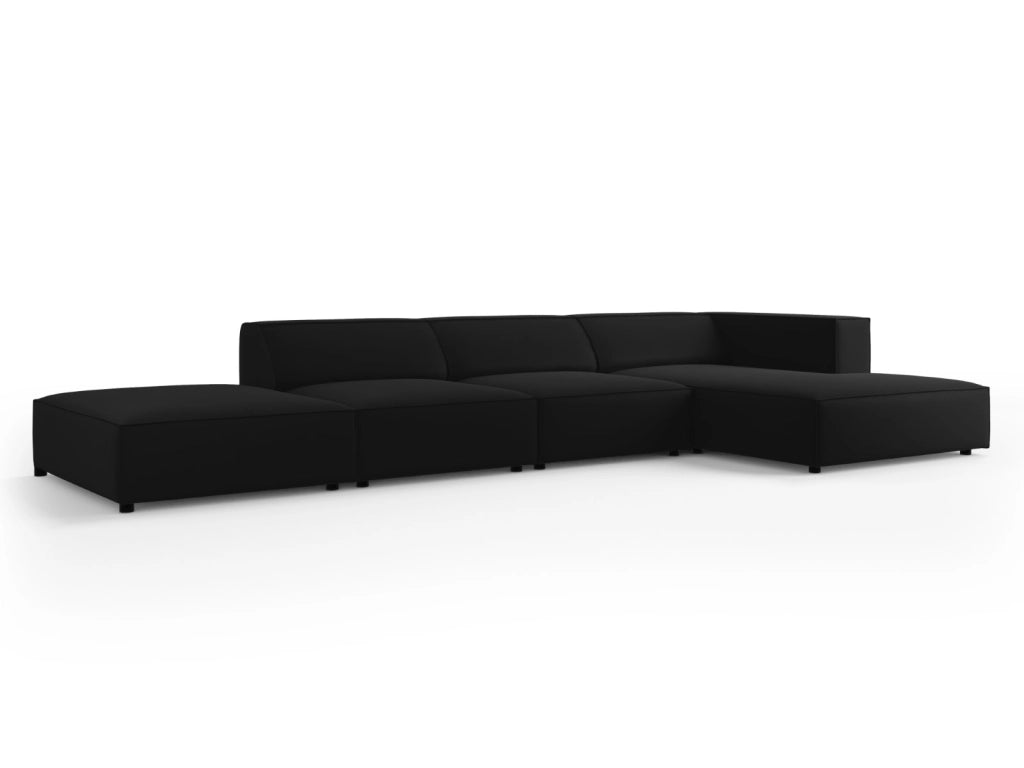 Cosmopolitan Design - Divano angolare destro "Arendal" 5 posti in velluto nero 