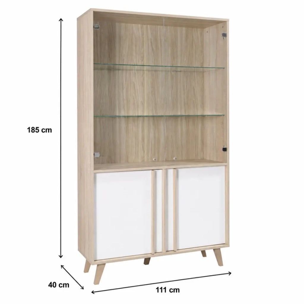 Vetrina, credenza, argentiera MALMO modello grande + LED. Mobile tipo SCANDINAVO ideale per la tua sala da pranzo.