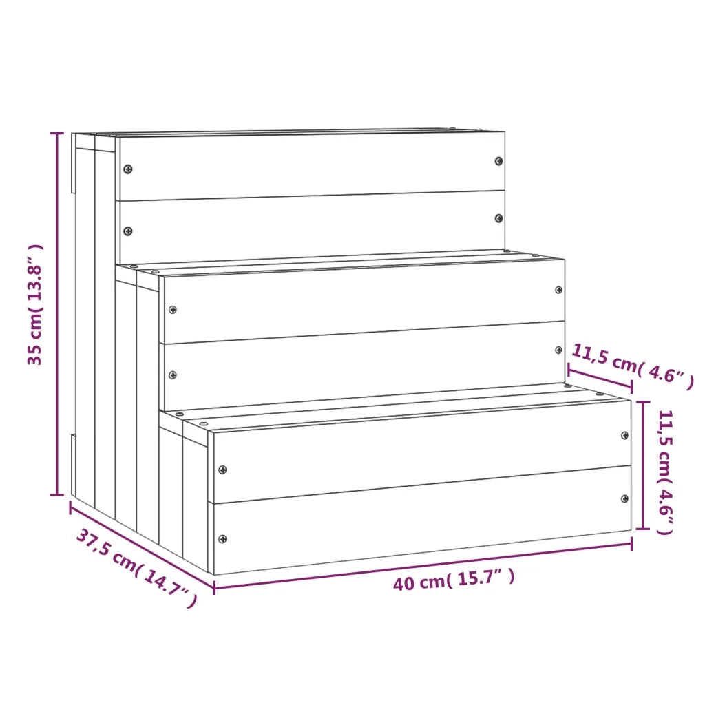 Scala per Animali Bianca 40x37,5x35cm in Legno Massello di Pino cod mxl 46057