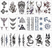 Tatuaggi Temporanei Acqua-Resistenti - 18 Fogli - Stickers per Tatuaggi - Disegni Grafici - Durata fino a 5 Giorni