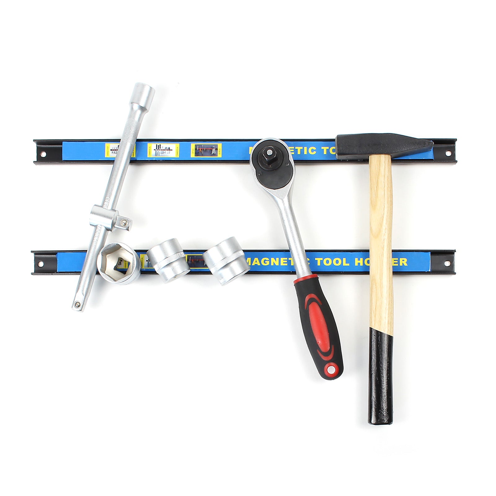 Set di 10 barre magnetiche 6x46cm/4x61cm porta utensili attrezzi montaggio a parete per officina