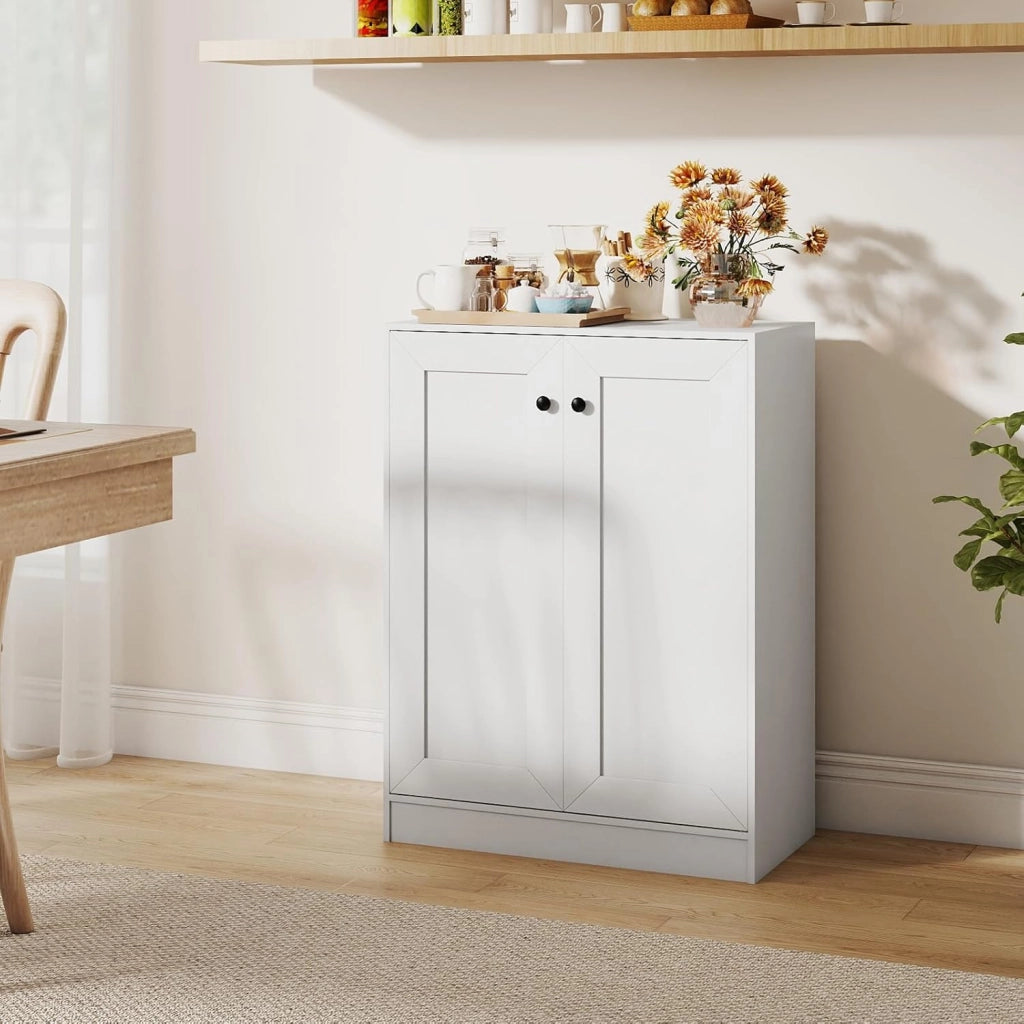 Mobile Bagno da Terra, Armadietto da Bagno in Legno con con 2 Ante e 3 Ripiani Regolabili, Credenza Indipendente per Soggiorno, Sala da Pranzo e Cucina, 60 x 30 x 80 cm