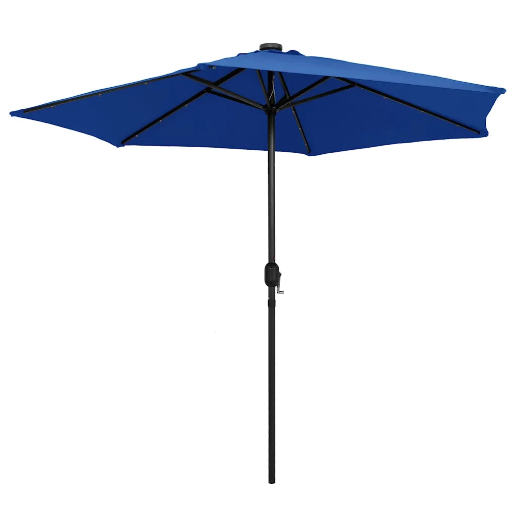 Ombrello | Parasolne con Luci a LED e Palo Alluminio 270 cm Azzurro