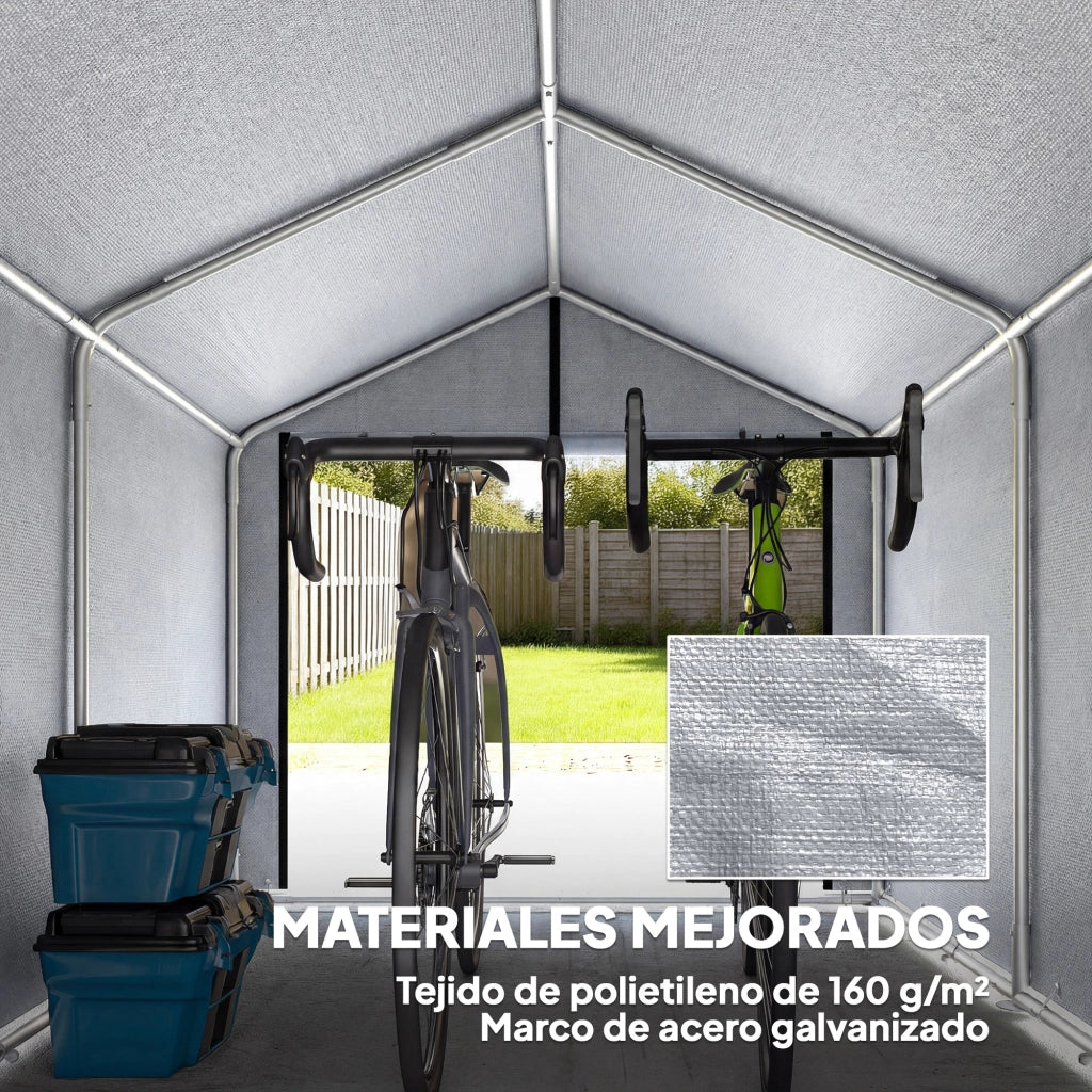 Capanno da Giardino per Attrezzi e Biciclette ¨C zephmum ¨C Grigio Acciaio Galvanizzato