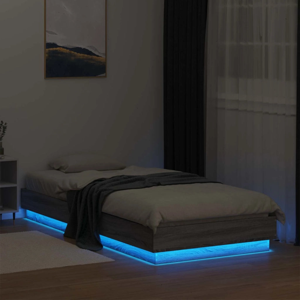 Letto con LED Sonoma grigio 80 x 200 cm Legno ingegnerizzato