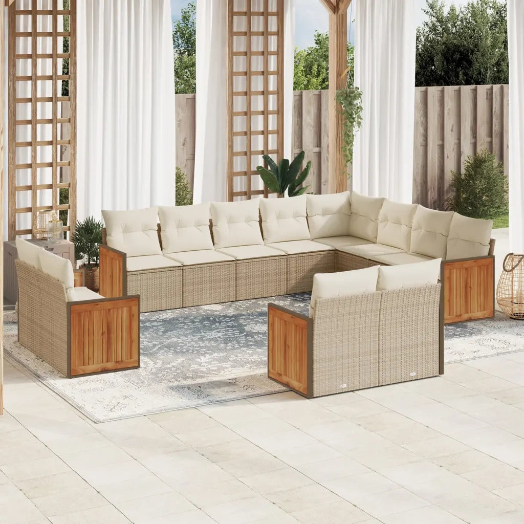 Set Divani da Giardino 12 pz con Cuscini Beige in Polyrattancod mxl 116180
