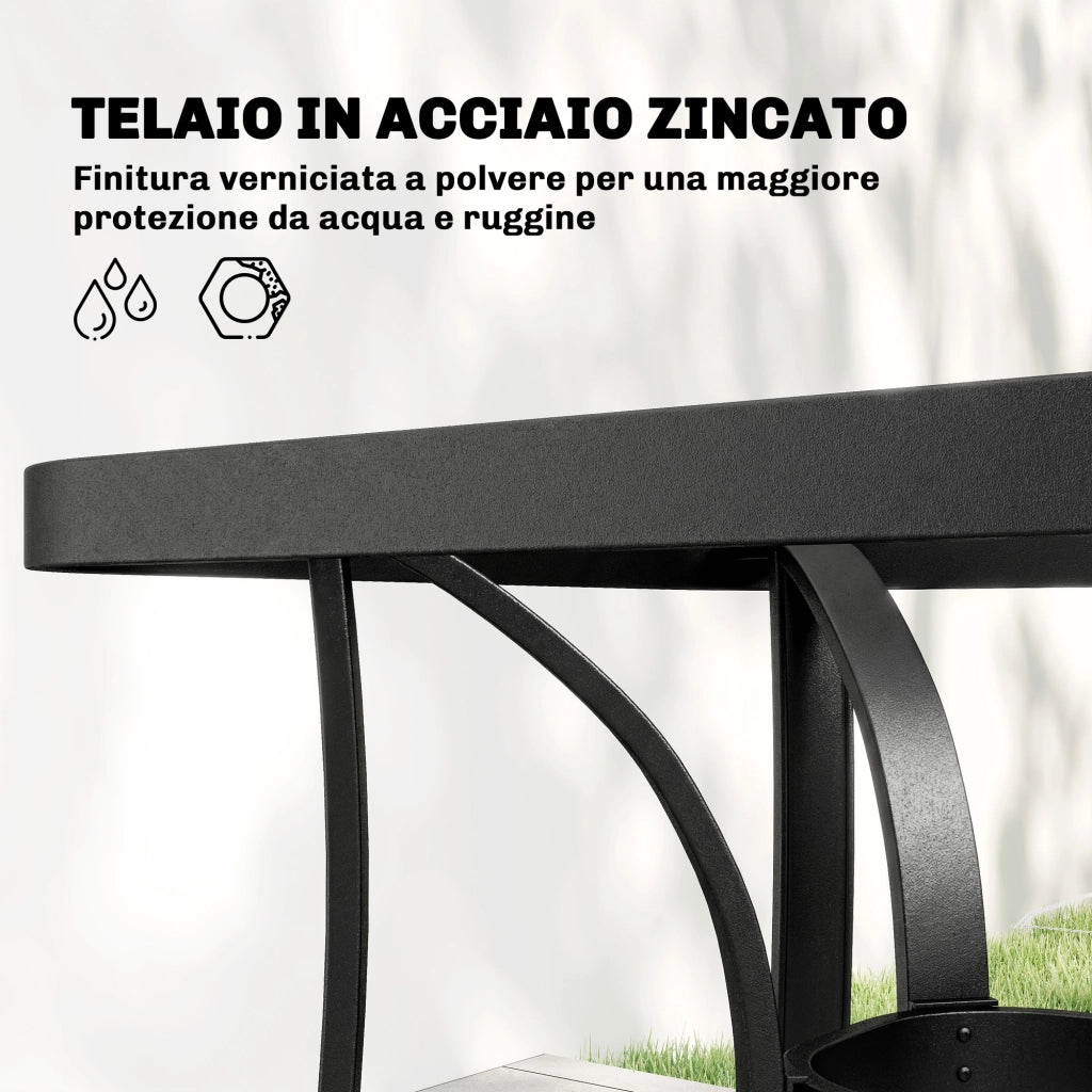 Set da Giardino 5 Pezzi con Sedie Impilabili e Tavolo in Vetro ¨C zephmum ¨C Grigio Chiaro