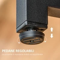 Scrivania Doppia con Scaffali e Mensola per Monitor in Stile Industriale, Scrivania con Libreria Salvaspazio per Ufficio e Studio in Metallo e MDF, 200x53x100cm, Nero Marrone
