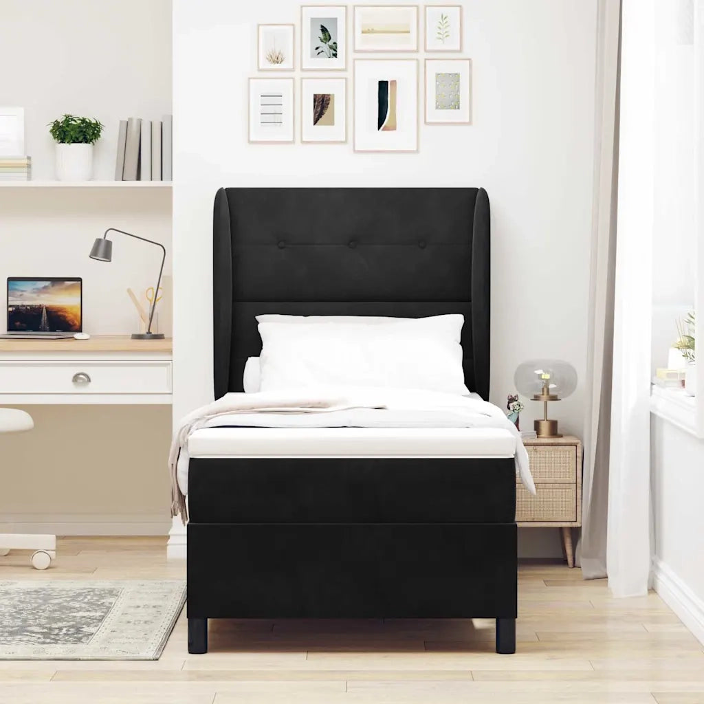 Letto a molle con materasso Nero 200 x 100 cm Velluto 3340918