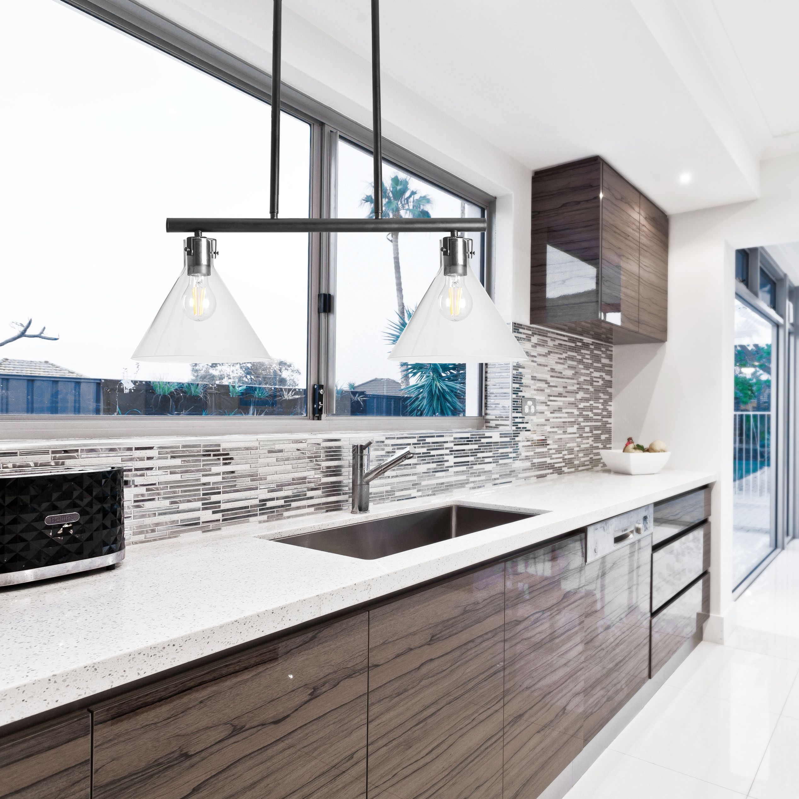 Lampada Da Soffitto Di Vetro Metallico APP317-2CP