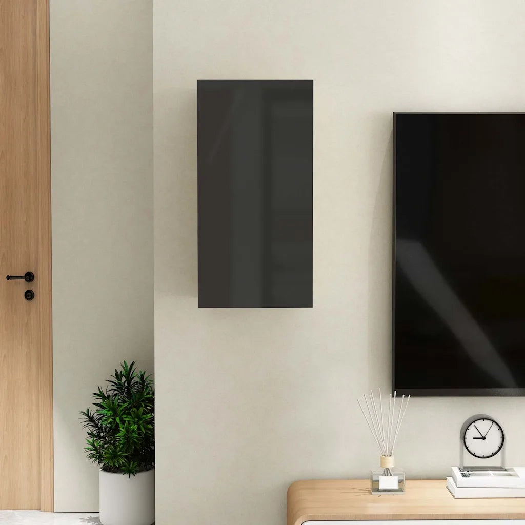 Mobile Porta TV Nero Lucido 30,5x30x60 cm Legno Multistrato
