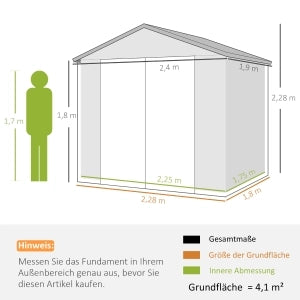 CASSETTA DA GIARDINO 240 x 190 x 228 cm Plastica Grigio con finestra