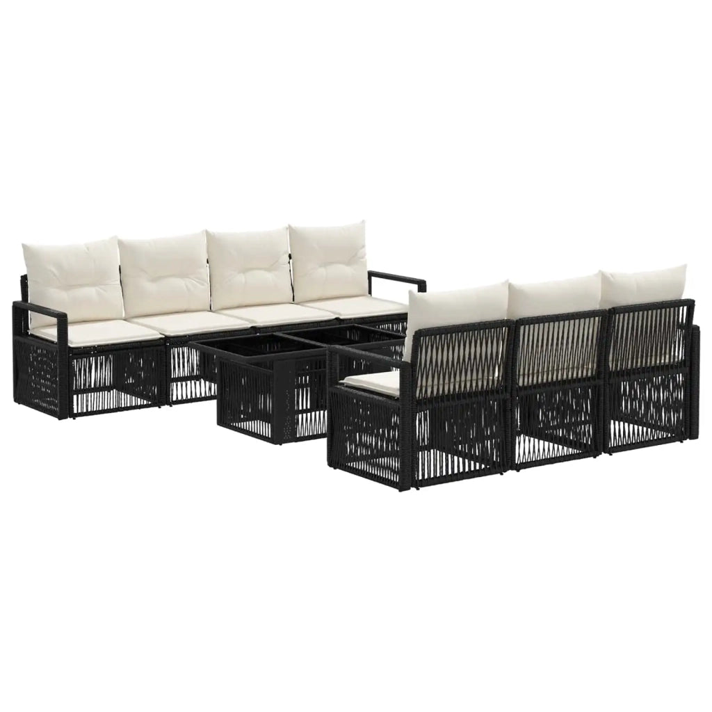Set Divano da Giardino 8 pz Nero e Bianco Crema polyrattan 3437059