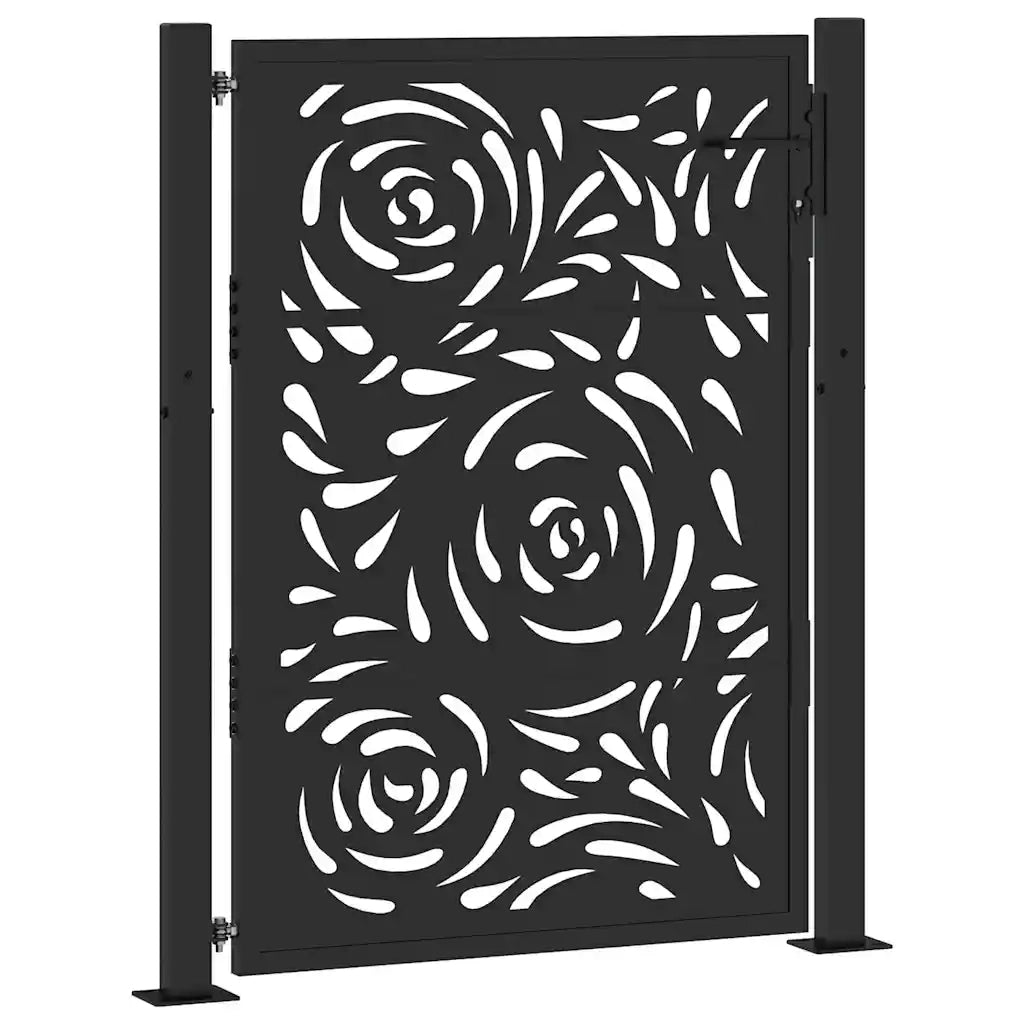 Cancello da giardino nero 100x125 cm in acciaio con design a fiamma 4100990