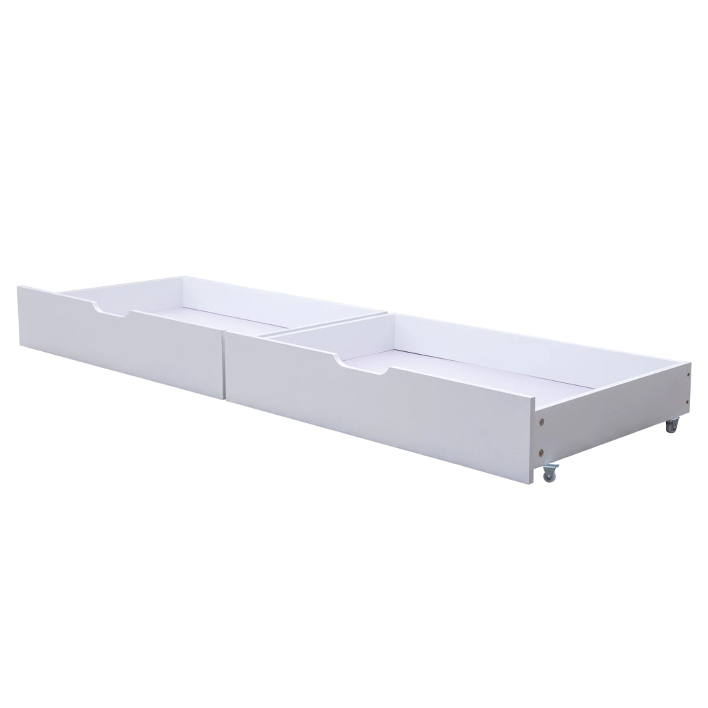 DESMIU Letto a castello 90 × 200 cm con cassetti, ripiani e scala, senza materasso, in legno, bianco