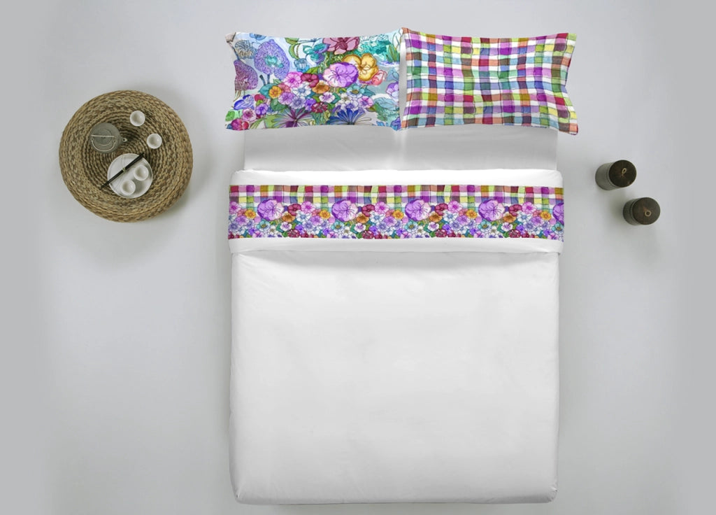 Completo Lenzuola Balzato Stampa Digitale Modello Fresh Dis. 26 Acquarius - Matrimoniale - Acquarius