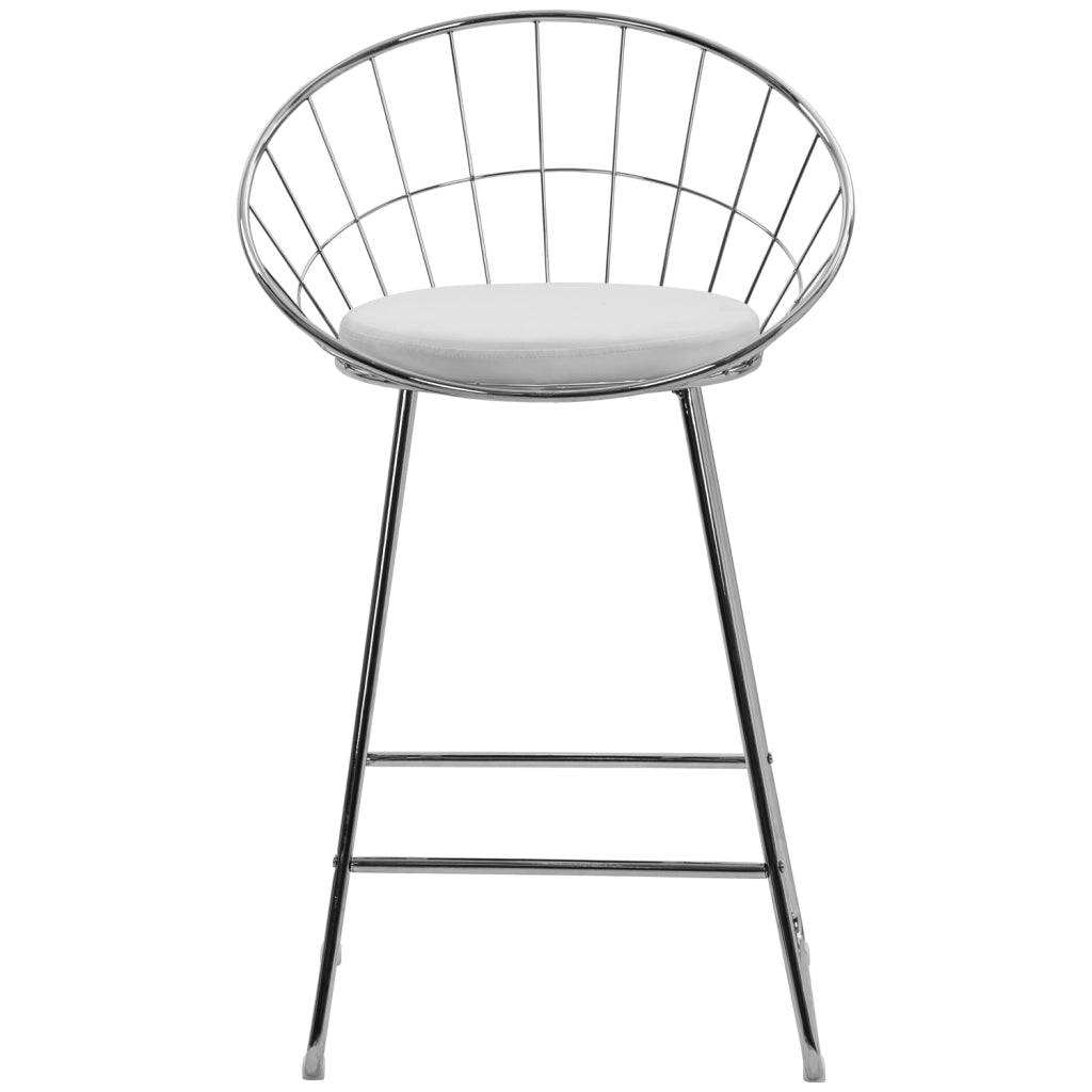 Set di 2 sgabelli da bar 65cm in metallo cromato e cuscino bianco ALEX