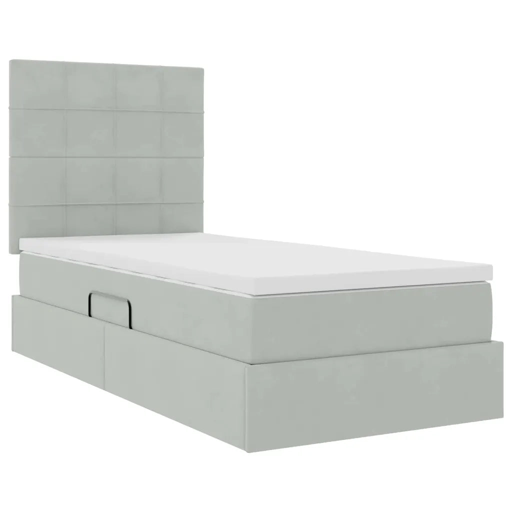 Letto con contenitore e materasso Grigio chiaro 100 x 200 cm