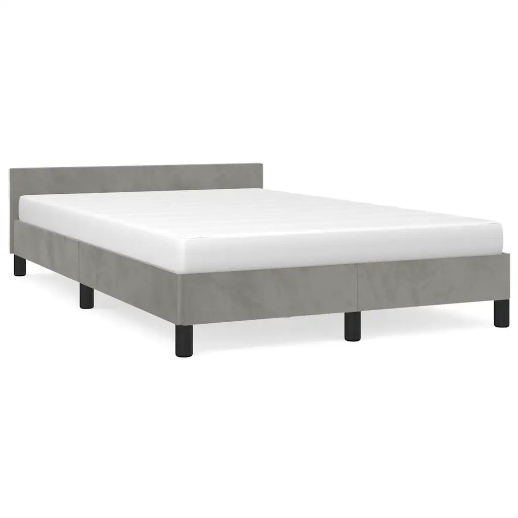 Letto matrimoniale | Letto per adulti | Giroletto senza Materasso Grigio Chiaro 120x200 cm Velluto