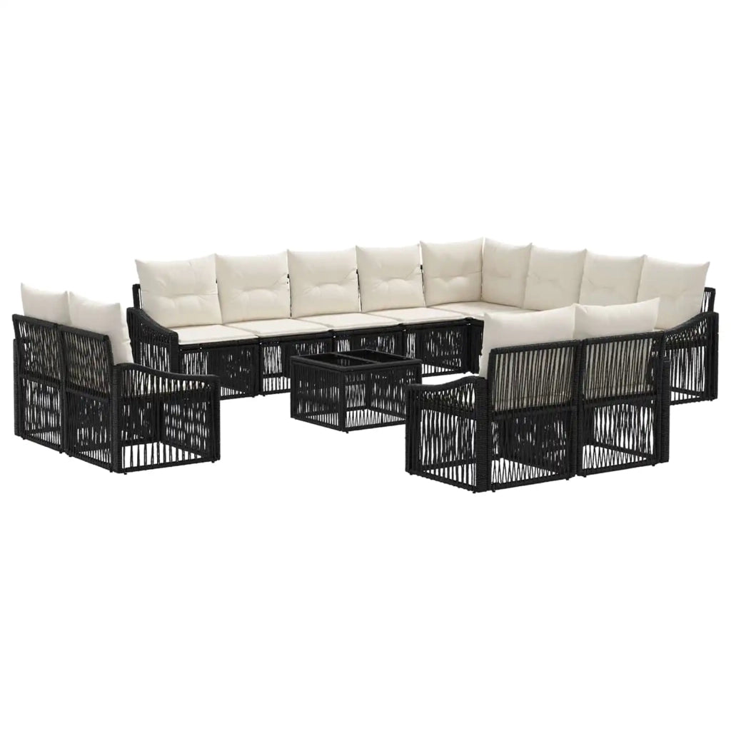 Set Divano da Giardino 13 pcs Nero polyrattan