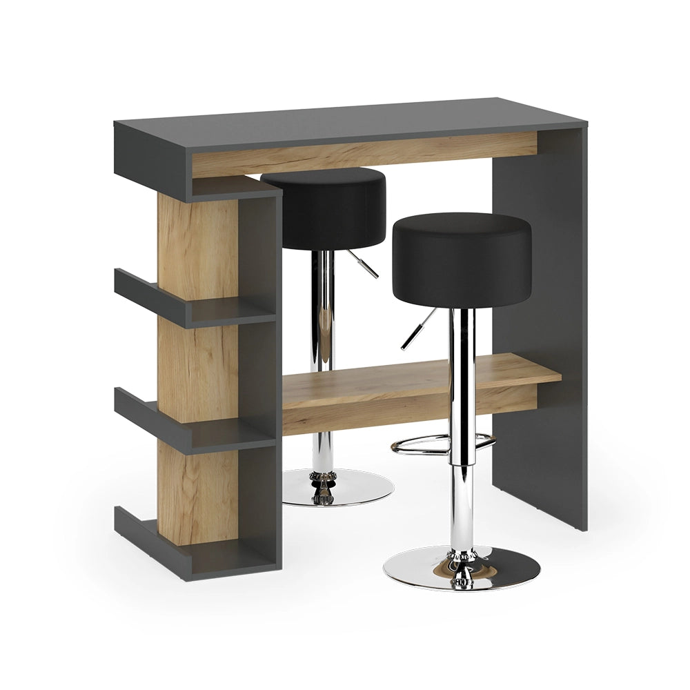 Vicco tavolo bar con sgabelli Antracite/quercia dorata 108 x 50 cm con 2 sgabelli da bar