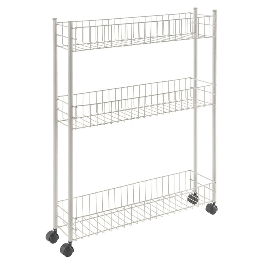 Carrello Stretto con Ripiani Scaffale con Ruote Cucina Bagno Metaltex Formato: 3 Ripiani