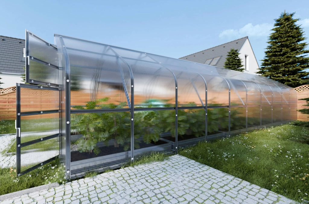 Serra da giardino KLASIKA*DROP 30m2, 2,5m x 12m, 4 mm con rivestimento in policarbonato