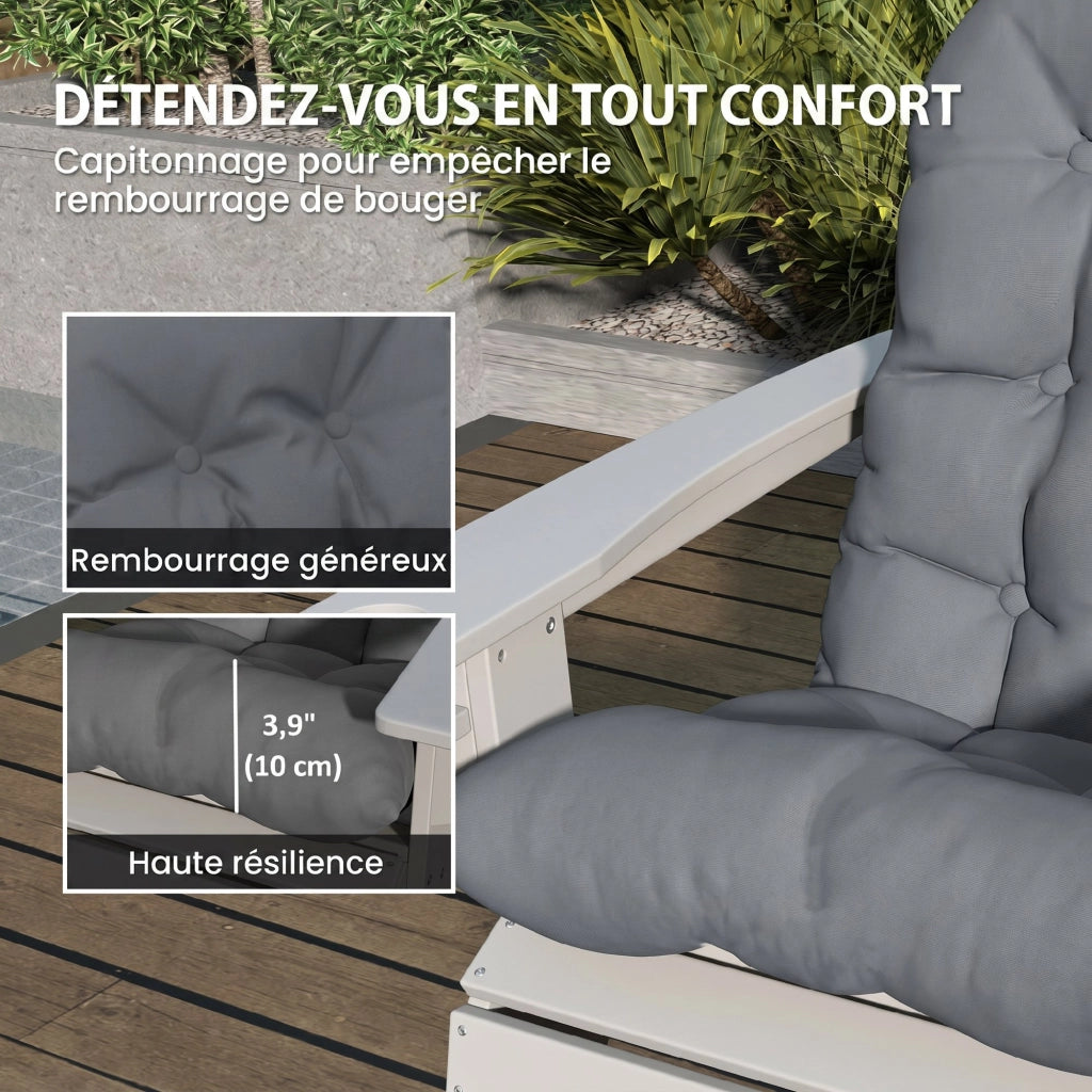 Cuscini per Sedie Adirondack ¨C zephmum ¨C 2 Pezzi, Grigio, Tessuto Imbottito