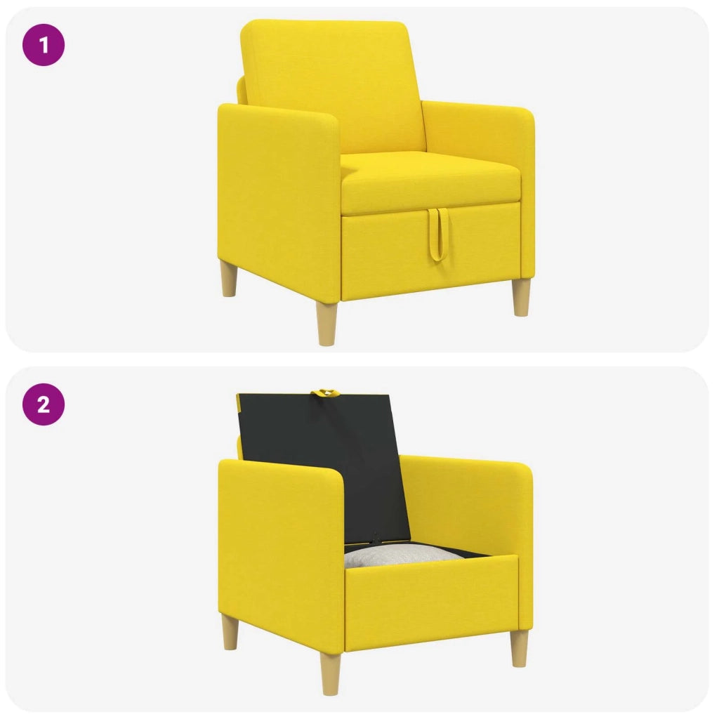 Divano con Storage Giallo Chiaro 72 x 78 x 87 cm Poliestere 42036873