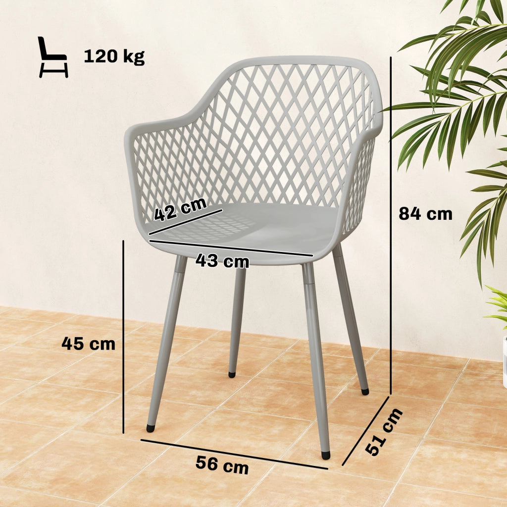 Set 4 Sedie da Giardino con Braccioli ¨C zephmum ¨C Grigio Polipropilene 56x51x84 cm