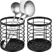 Set di supporto per utensili da cucina 2 pezzi - Nero - Supporto per utensili da cucina - 13 x 15,5 cm - Robusto e moderno