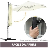 Ombrellone da Giardino a Sbalzo 2.6x2.5 m con Rotazione a 360° e Manovella, Beige