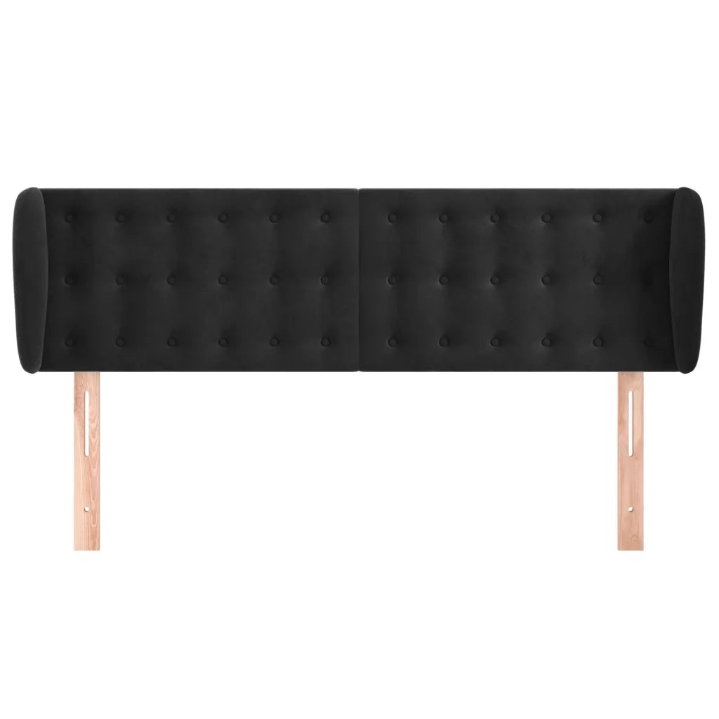 Testiera ad Orecchio-Testata con Orecchie Nera 147x23x78/88 cm in Velluto 626236