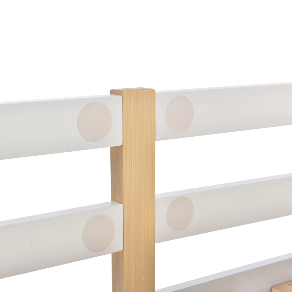 Letto a soppalco per bambini 90x200 cm con lavagna; scala contenitore in legno e bianco