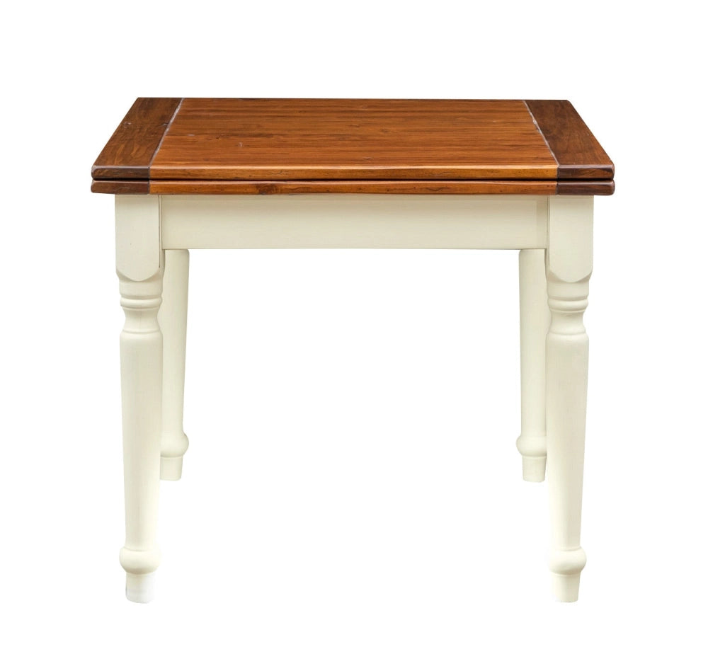 Biscottini Tavolo allungabile Country fatto a mano in legno massello di tiglio struttura bianca anticata piano noce Made in Italy